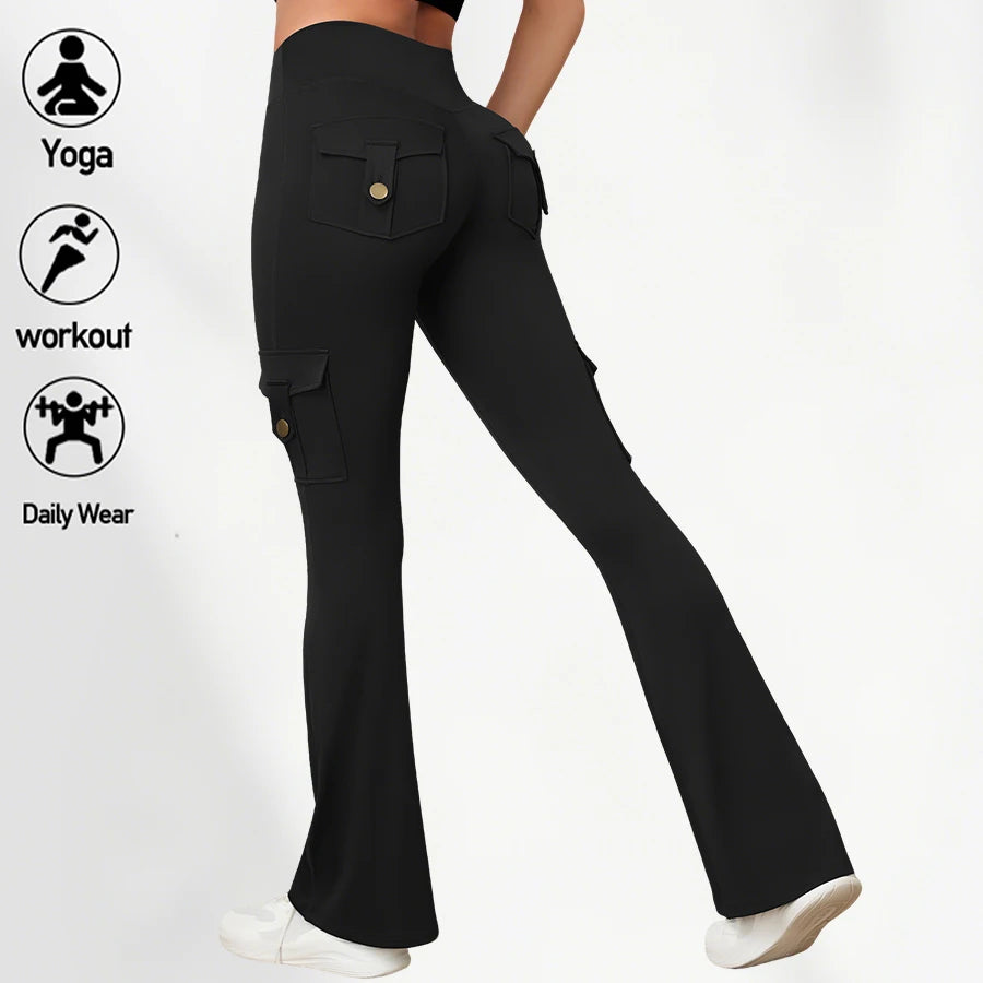 Yoga Flare Pants for Women Cargo Pocket Workout Leggings