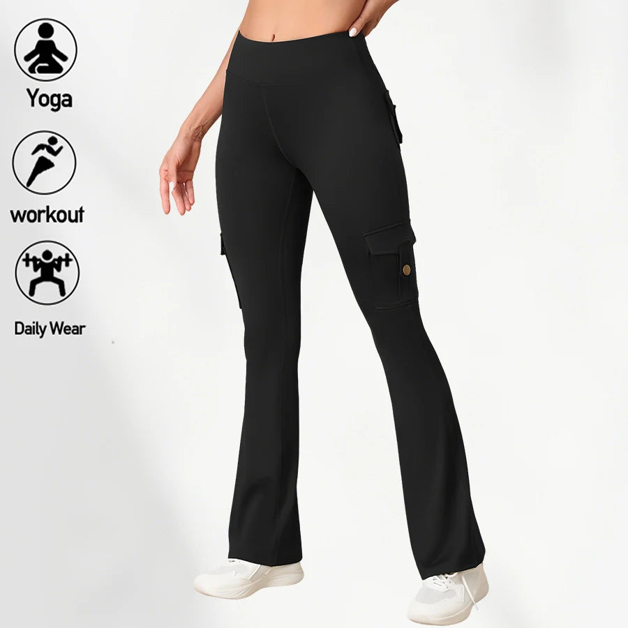Yoga Flare Pants for Women Cargo Pocket Workout Leggings