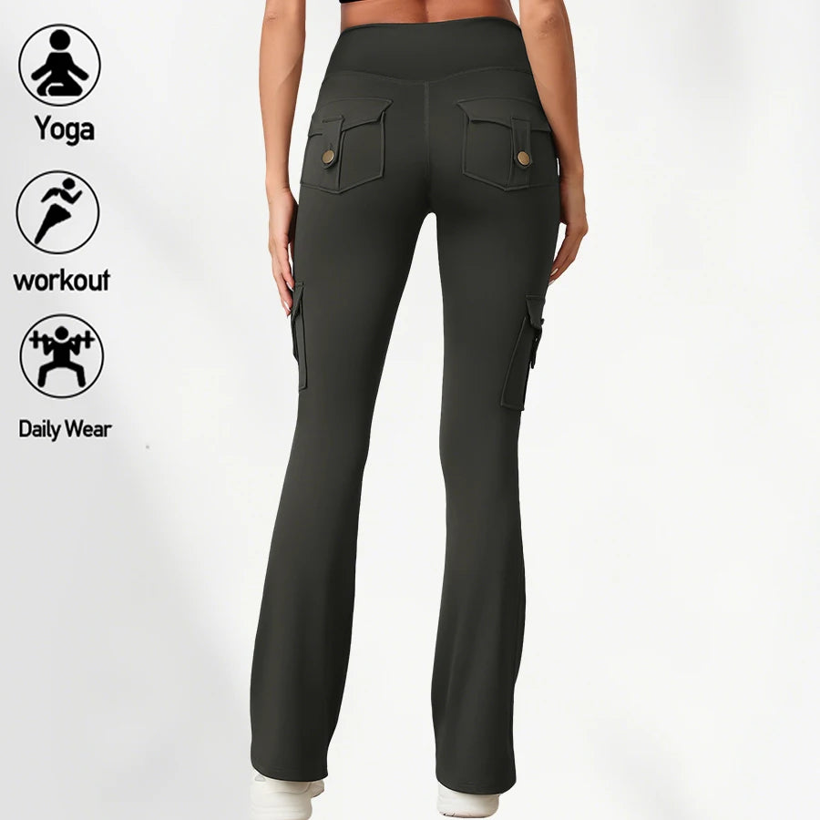 Yoga Flare Pants for Women Cargo Pocket Workout Leggings
