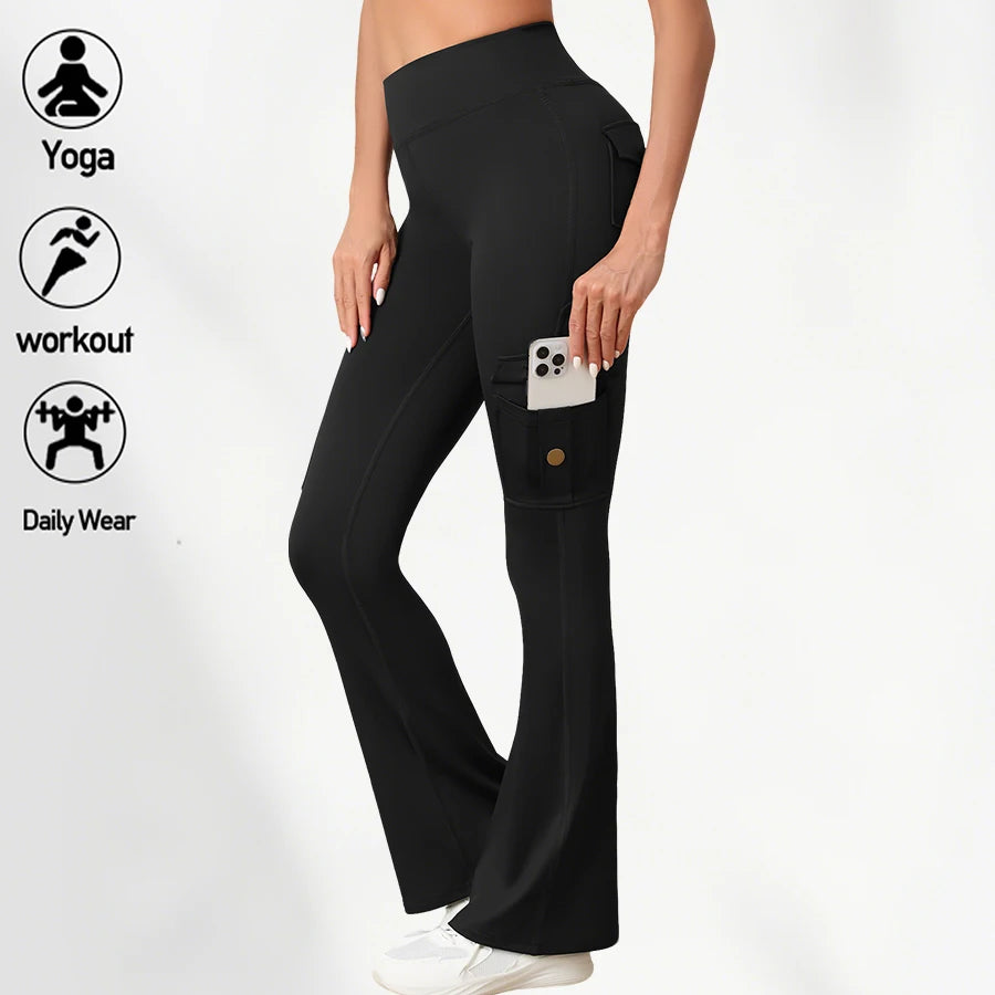 Yoga Flare Pants for Women Cargo Pocket Workout Leggings